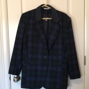 Wool Blend Blazer Sz M Blue / Green
